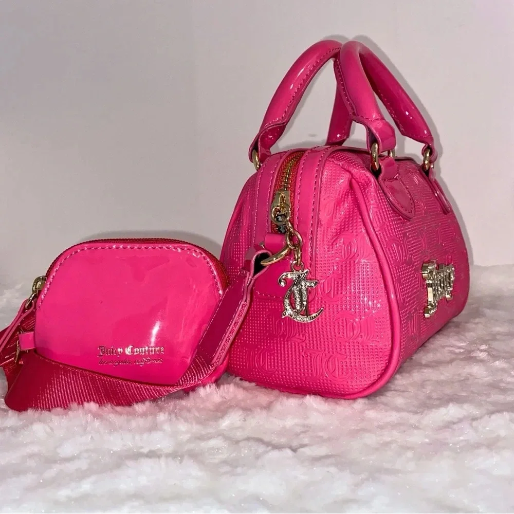 Juice Couture Pink Semi Charmed Mini Satchel Crossbody Bag & Coin Purse Set NWT